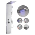 VEVOR stainless steel shower panel with rainfall head and handheld sprayer for off-grid propane shower