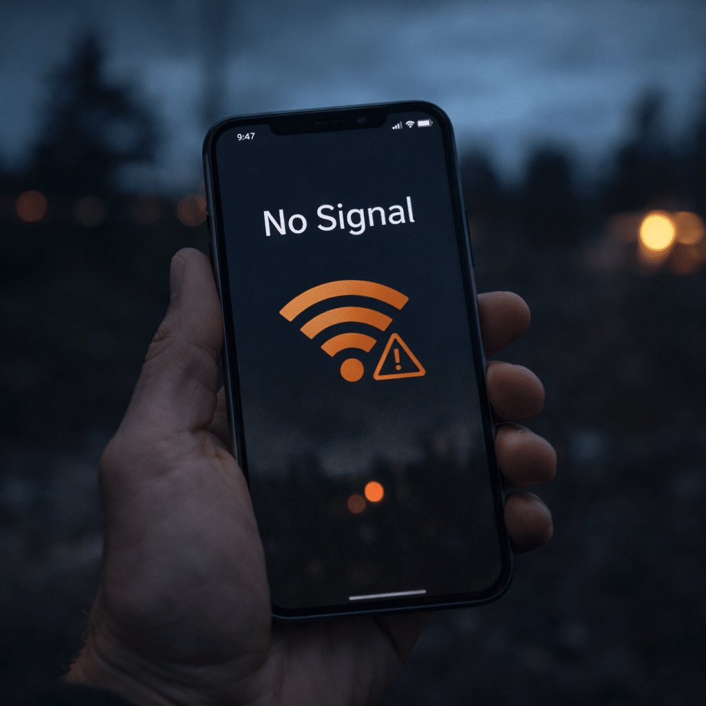 phone showing no signal during blackout grid down communication failure at night