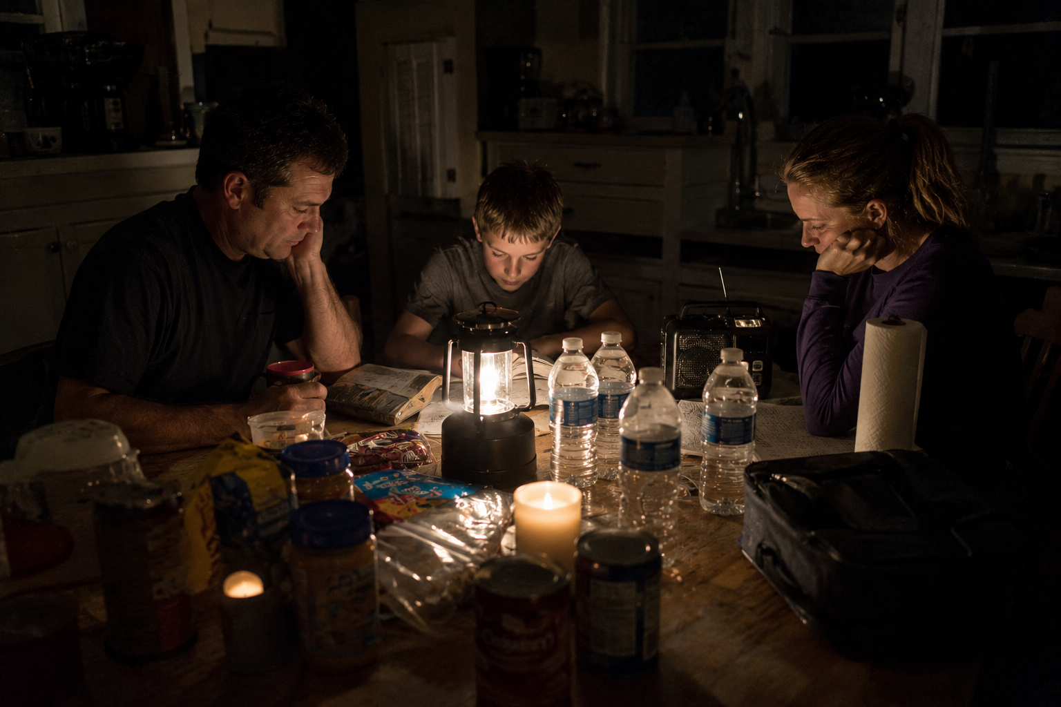 Family preparing for a week-long blackout after 7 days without power.